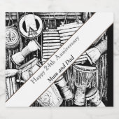 24e Jubileum bewerkbaar Sparkling Wijnetiket (Enkel label)