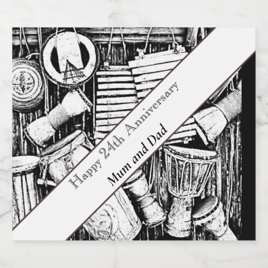 24e Jubileum bewerkbaar Sparkling Wijnetiket (Enkel label)