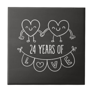 24e Jubileum Gift Chalk Hearts Tegeltje