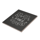 24e Jubileum Gift Chalk Hearts Tegeltje (Zijkant)