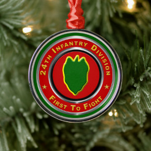 24e kerstdag infanteriedivisie metalen ornament