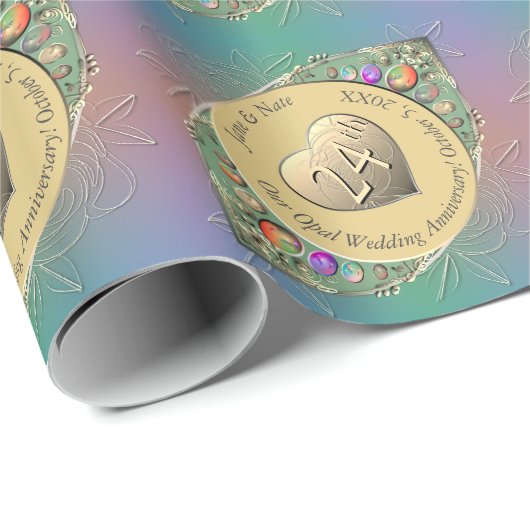 24e opaal bruiloft Jubileum inpakpapier (Rol Hoek)