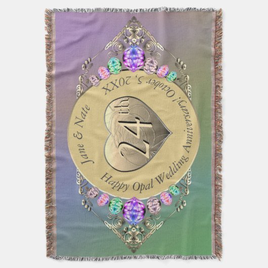 24e Opal Bruiloft Jubileum Deken (Voorkant Verticaal)