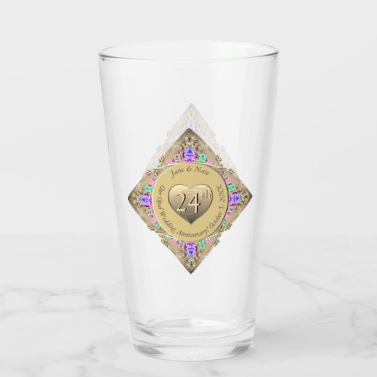 24e Opal Bruiloft Jubileum Glas (Achterkant)