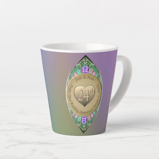 24e Opal Bruiloft Jubileum Latte Mok (Rechterhoek)