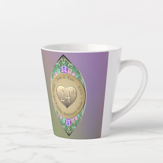 24e Opal Bruiloft Jubileum Latte Mok (Rechts)