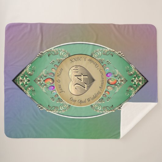 24e Opal Bruiloft Jubileum Sherpa Deken (Voorkant (horizontaal))