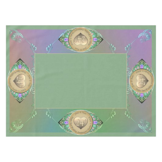 24e Opal Bruiloft Jubileum Tafelkleed (Voorkant (Horizontaal))