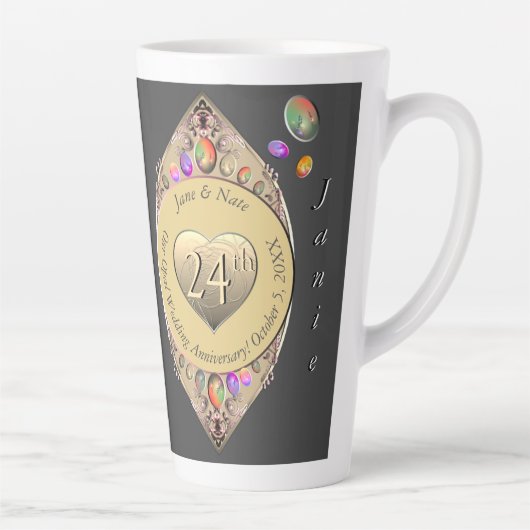 24e Opal Bruiloft Jubileum Waterfles Latte Mok (Rechts)