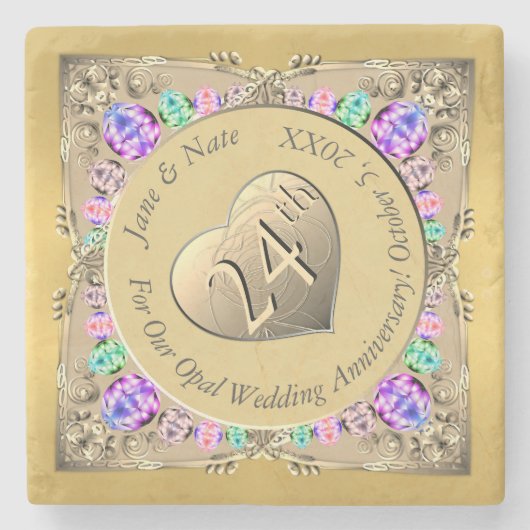 24e Opal Jubileum Stenen Onderzetter (Voorkant)