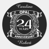 24E trouwdag opal Ronde Sticker (Voorkant)