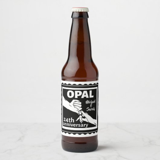 24e trouwdag traditionele opal bier etiket (Voorkant)