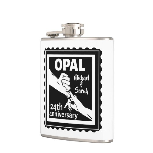 24e trouwdag traditionele opal heupfles (Links)