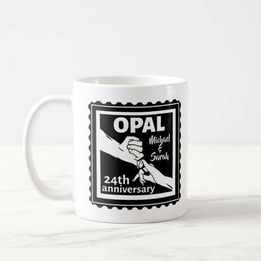 24e trouwdag traditionele opal koffiemok (Links)