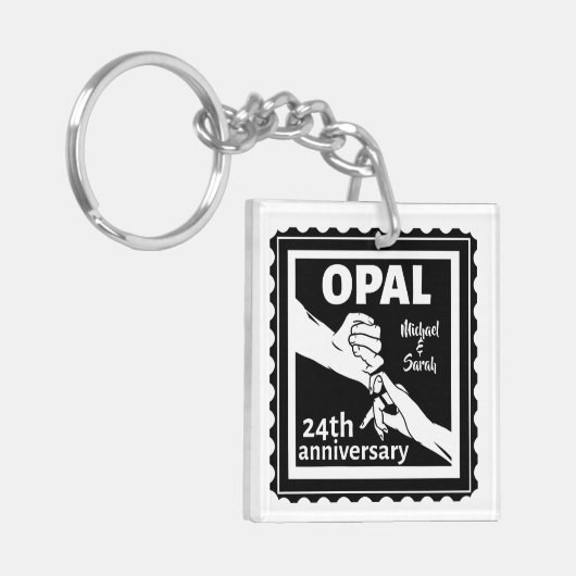 24e trouwdag traditionele opal sleutelhanger (Voorkant Links)