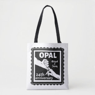 24e trouwdag traditionele opal tote bag