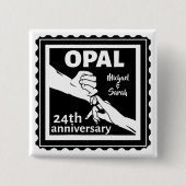 24e trouwdag traditionele opal vierkante button 5,1 cm (Voorkant)