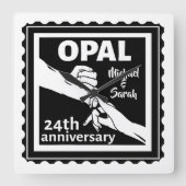 24e trouwdag traditionele opal vierkante klok (Voorkant)