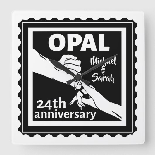24e trouwdag traditionele opal vierkante klok (Voorkant)