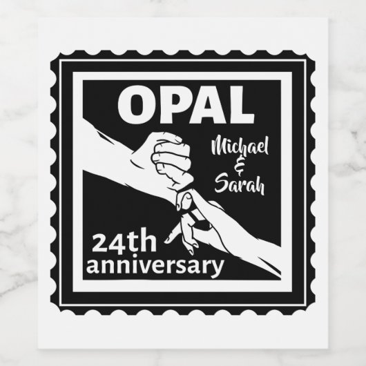 24e trouwdag traditionele opal wijn etiket (Enkel label)