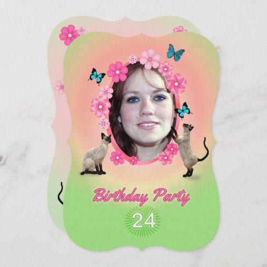 24e uitnodiging van de Birthday Party (Voorkant / Achterkant)