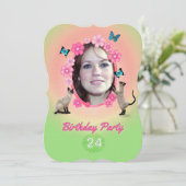 24e uitnodiging van de Birthday Party (Staand voorkant)