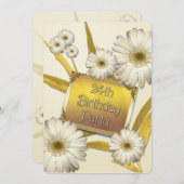 24e uitnodiging van de Birthday Party met daisies (Voorkant / Achterkant)