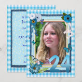 24e uitnodiging voor verjaardagsfeestje voor foto' (Voorkant / Achterkant)