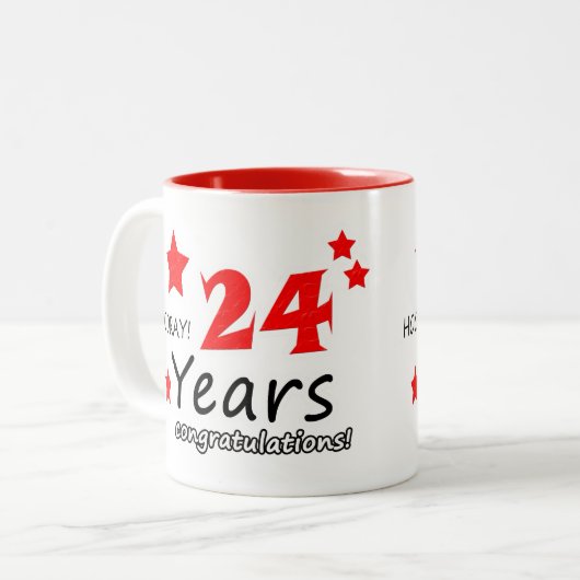 24e verjaardag, 24 jaar bruiloft Jubilea Tweekleurige Koffiemok (Voorkant links)