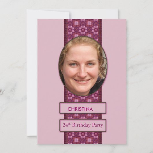 24e verjaardag Afbeelding en naam van de uitnodigi Kaart (Voorkant)