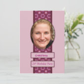 24e verjaardag Afbeelding en naam van de uitnodigi Kaart (Staand voorkant)