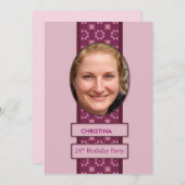 24e verjaardag Afbeelding en naam van de uitnodigi Kaart (Voorkant / Achterkant)