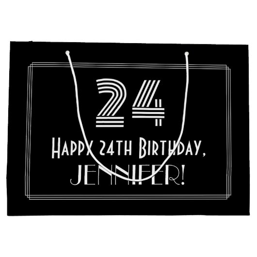 24e verjaardag — Art Deco geïnspireerd look "24" & Groot Cadeauzakje (Achterkant)