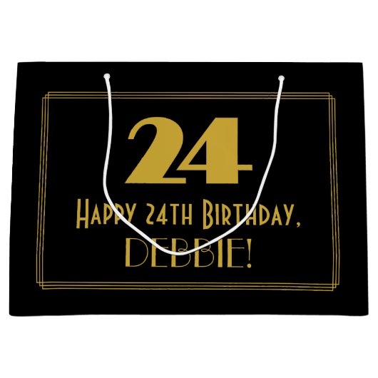 24e verjaardag — Art Deco geïnspireerd look "24" & Groot Cadeauzakje (Voorkant)