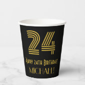24e verjaardag: Art Deco Geïnspireerde look "24" e Papieren Bekers (Voorkant)