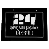 24e verjaardag ~ Art Deco geïnspireerde look "24"  Groot Cadeauzakje (Voorkant)