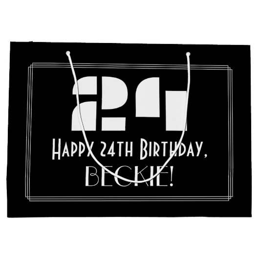 24e verjaardag ~ Art Deco geïnspireerde look "24"  Groot Cadeauzakje (Achterkant)