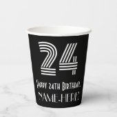 24e verjaardag — Art Deco Geïnspireerde look "24" Papieren Bekers (Achterkant)