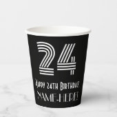 24e verjaardag — Art Deco Geïnspireerde look "24" Papieren Bekers (Voorkant)