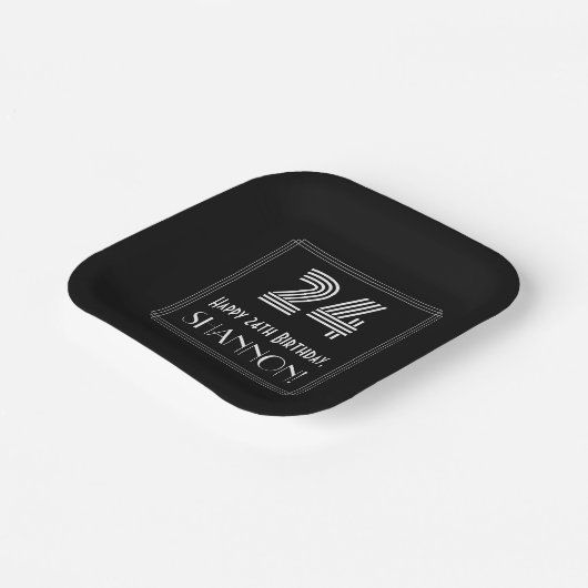 24e verjaardag — Art Deco Geïnspireerde look "24" Papieren Bordje (Gebogen)