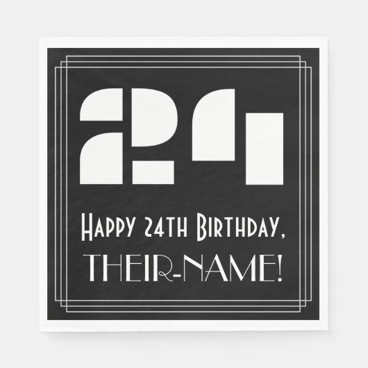24e verjaardag: Art Deco Geïnspireerde look "24" + Servet (Voorkant)