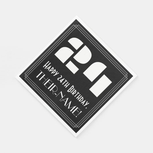 24e verjaardag: Art Deco Geïnspireerde look "24" + Servet (Hoek)