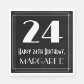 24e verjaardag ~ Art Deco geïnspireerde look "24", Servet (Voorkant)