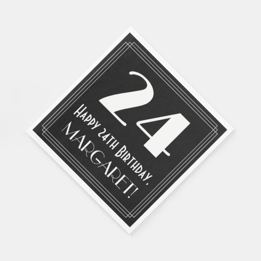 24e verjaardag ~ Art Deco geïnspireerde look "24", Servet (Hoek)