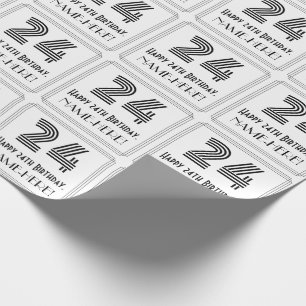 24e verjaardag: Art Deco geïnspireerde stijl "24"  Cadeaupapier