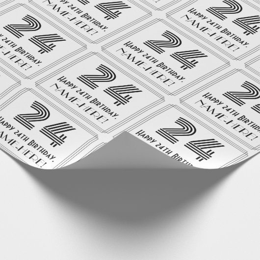 24e verjaardag: Art Deco geïnspireerde stijl "24" Cadeaupapier (Hoek)
