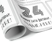 24e verjaardag: Art Deco geïnspireerde stijl "24" Cadeaupapier (Rol Hoek)