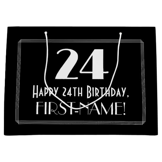 24e verjaardag: Art Deco geïnspireerde stijl "24", Groot Cadeauzakje (Voorkant)