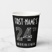24e verjaardag: Art Deco Style + aangepaste naam Papieren Bekers (Achterkant)