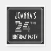 24e verjaardag: Art Deco Style + aangepaste naam Servet (Voorkant)